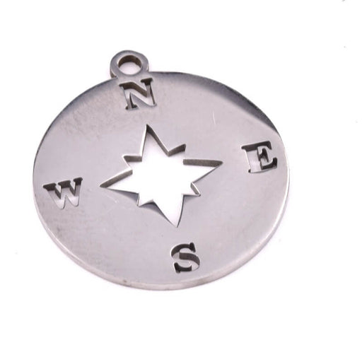 Kaufen Sie Perlen in der Schweiz Medaillen Charm Anhänger aus Edelstahl, Himmelsrichtungen, 19 mm (1)