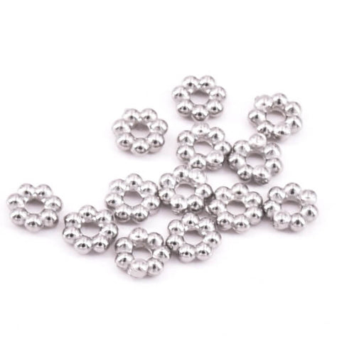 Perle heishi rondelle séparateur perlée acier 3x1mm - Trou:1mm (20)