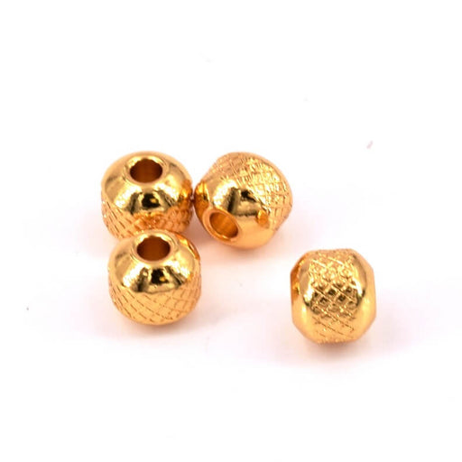 Spacer-Heishi-Perle aus goldenem Edelstahl – Diamantschliff – 6 x 5 mm – Loch: 1,5 mm (4)