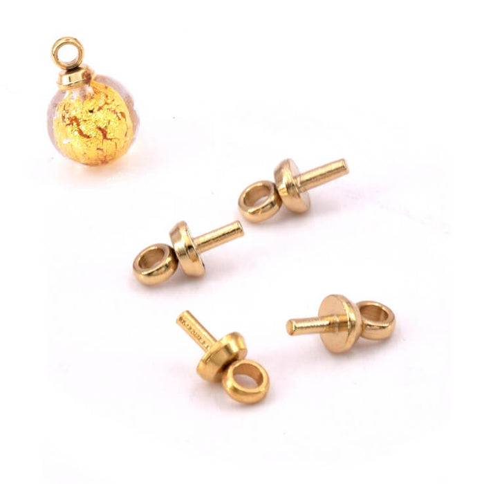 Mini crochet piton pour perle semi-percée en acier doré 6x3mm (4)