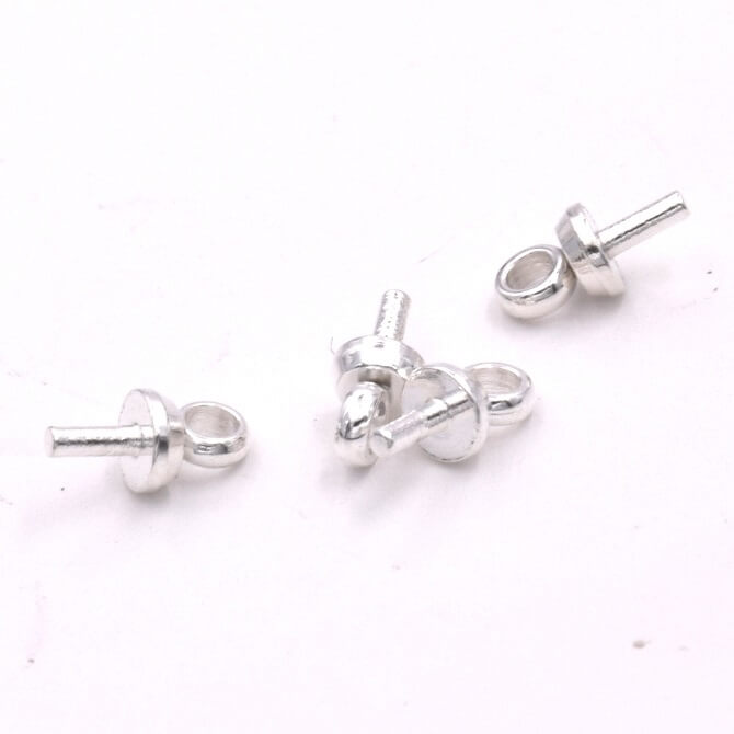 Mini crochet piton pour perle semi-percée en acier argenté 6x3mm (4)