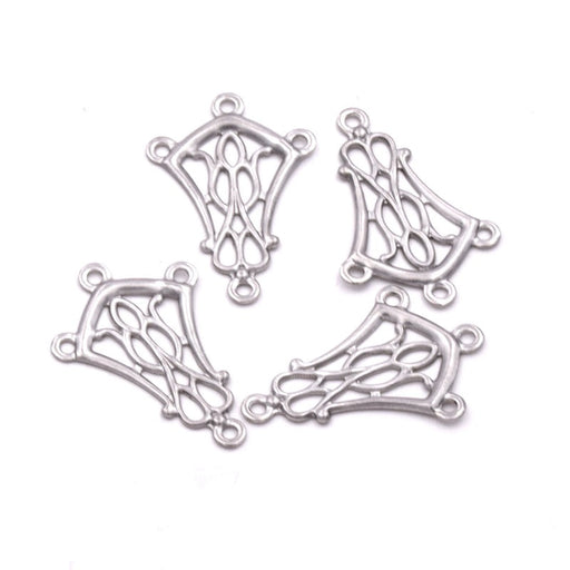 Boucles d'oreilles chandelier 3 anneaux acier inoxydable 20x13.5mm (4)
