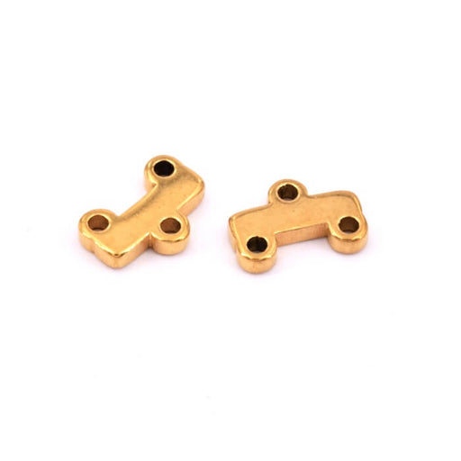 Goldfarbener Endverschluss aus Edelstahl, 2 Reihen, 7,5 x 5 mm (4)