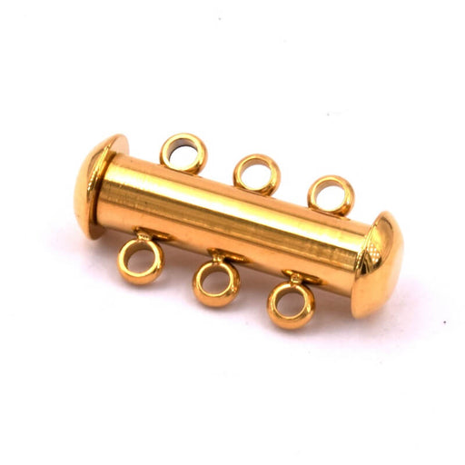 Schiebeverschluss 3 Reihen Gold Edelstahl 20mm (1)
