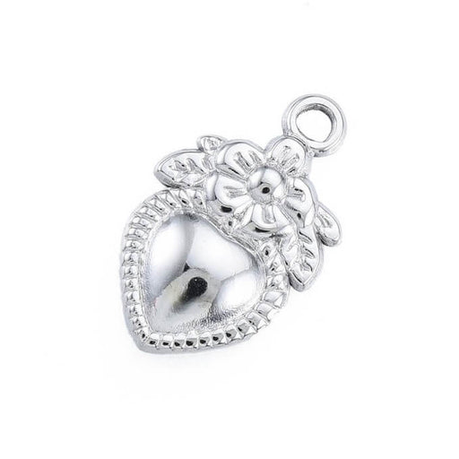 Achat Pendentif coeur retro en acier inoxydable - 21x13mm (1)