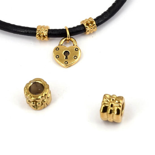Kaufen Sie Perlen in der Schweiz Rohrperle Goldener Edelstahl - 7x5mm Loch: 4mm (1)