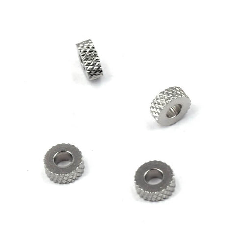 Perle rondelle heishi strié diamant en acier inoxydable 5x2mm (4)