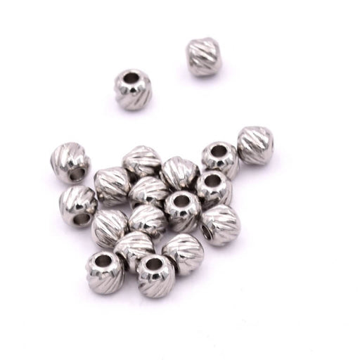 Kaufen Sie Perlen in der Schweiz Gerippte Trennperle aus Edelstahl 3 mm – Loch: 1,2 mm (20)