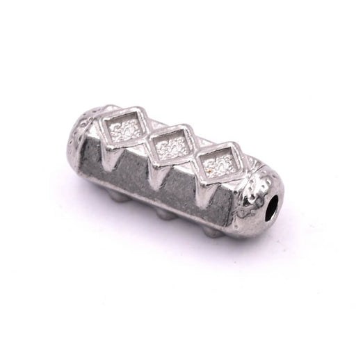 Edelstahl-Rohrperle mit graviertem Diamant, 18,5 x 6 mm, Loch: 2 mm (1)