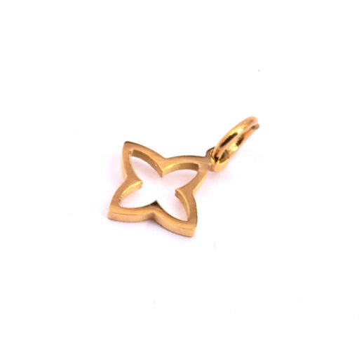 Pendentif croix trèfle évidé acier inoxydable doré 9x9mm (1)