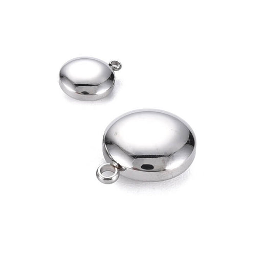 Kaufen Sie Perlen in der Schweiz Runder gebogener Medaillenanhänger aus Edelstahl 10x5mm (1)