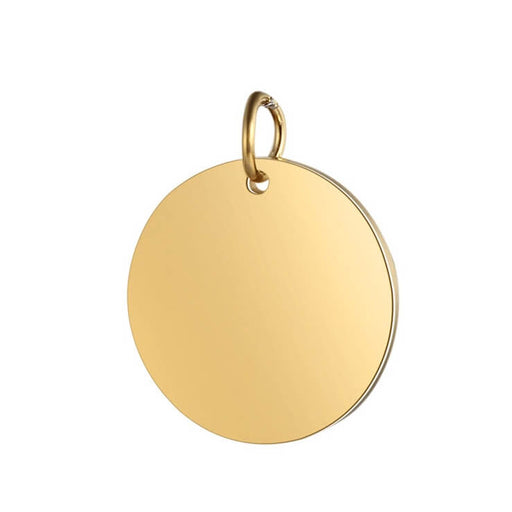 Kaufen Sie Perlen in der Schweiz Runder Medaillenanhänger aus goldenem Edelstahl, 12 mm (1)