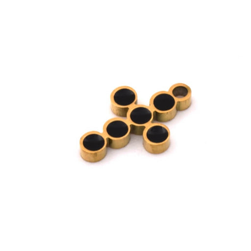 Achat Pendentif charm croix émail noir en acier doré 10x7mm (1)