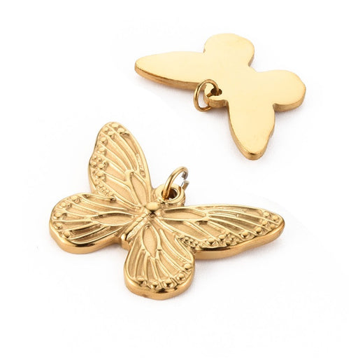 Achat Pendentif papillon acier inoxydable doré 12x15mm avec anneau (1)