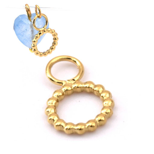 Kaufen Sie Perlen in der Schweiz Gedrehter Ringanhänger 11 mm aus goldenem Edelstahl - Loch: 2 mm (1)