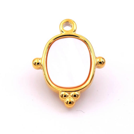 Pendentif en acier inoxydable doré 22mm avec nacre - Trou 1.5mm (1)