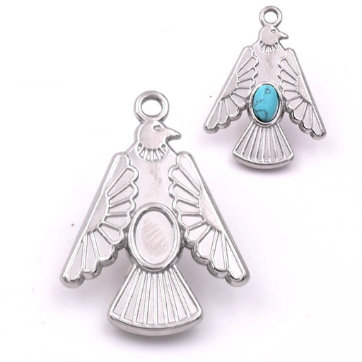 Pendentif aigle acier inoxydable 29mm pour cabochon 6x4mm-Trou: 2mm(1)
