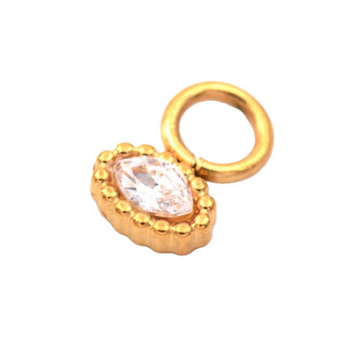 Pendentif acier inoxydable doré 5mm et oeil zircon - Trou: 2mm (1)