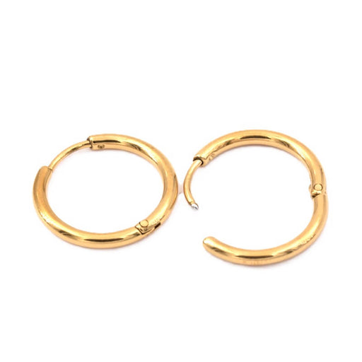 Boucles d'oreilles créole huggie en acier doré - 18x2mm (2)