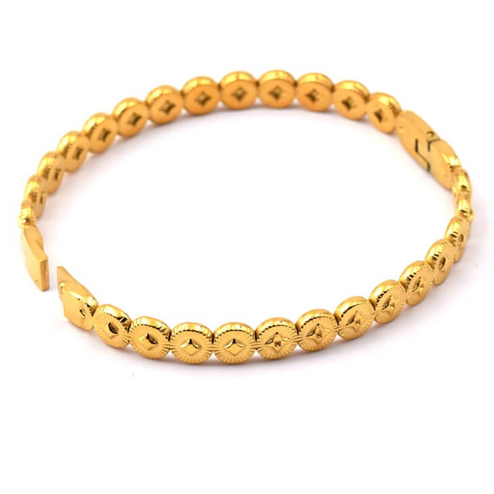 Bracelet jonc ovale en acier inoxydable doré - 59x53mm (1)