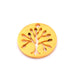 Pendentif rond acier inoxydable doré 16mm arbre de vie - Trou: 1mm (1)