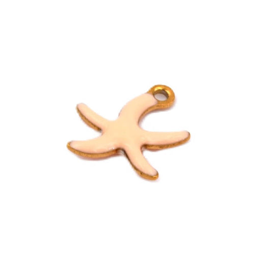 Pendentif étoile de mer acier doré émail beige 10mm - Trou:1mm (1)