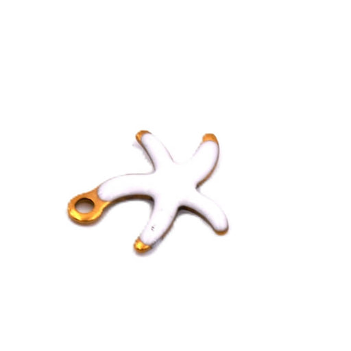 Pendentif étoile de mer acier doré émail blanc 10mm - Trou:1mm (1)