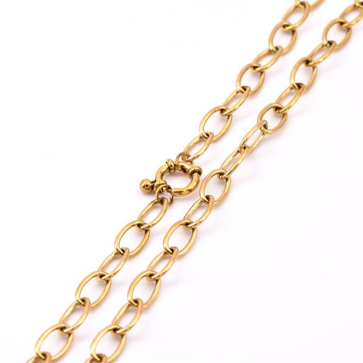 Halskette mit Bojenverschluss – ovale Kette aus goldfarbenem Edelstahl 41 cm – 1 mm (1)