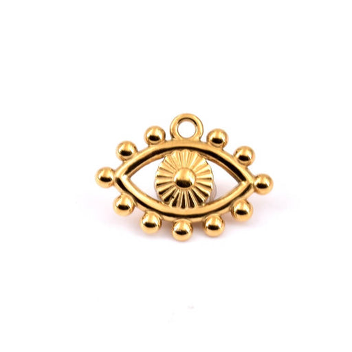 Pendentif oeil perlé acier inoxydable doré 18.5x13.5mm (1)