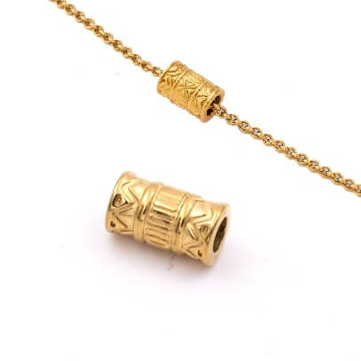 Gravierte Röhrenperle – Edelstahl goldfarben 9.5 x 5 mm – Loch: 2 mm (1)