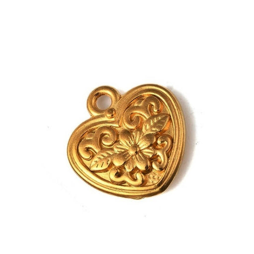 Retro-Herzanhänger – Edelstahl goldfarben 20 x 19 mm – Loch: 2 mm (1)