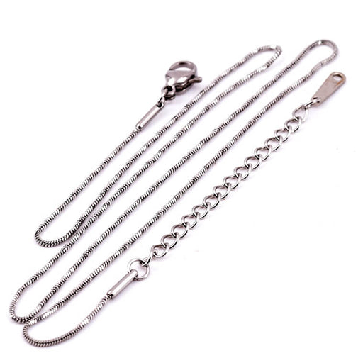 Collier chaine serpent torsadée acier inoxydable 40+6cm - 1mm (1)