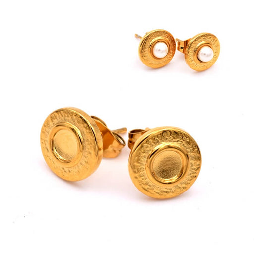 Boucles d'oreilles tige ronde en acier doré pour cabochon 4mm