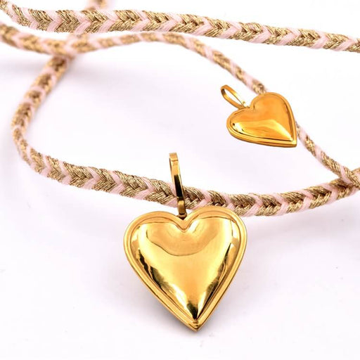 Pendentif coeur en acier inoxydable doré 20mm - anneau 10x4mm (1)