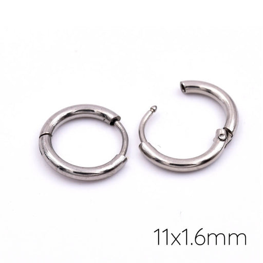 Boucles d'oreilles créole huggie en acier 304 - 11x1.6mm (2)