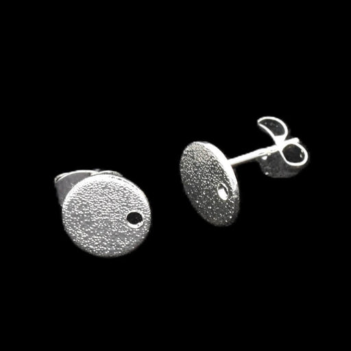 Boucles d'oreilles acier argent inoxydable texturé stardust - plateau 8mm (2)