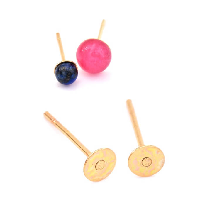 Boucles d'oreilles clou acier doré - plateau 4mm et tige 0.7mm (2 paires)