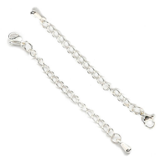 Fermoir Mousqueton et Chaine Rallonge 5cm Acier Argenté Inoxydable