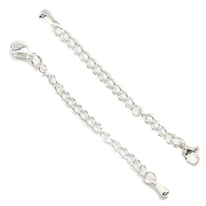 Fermoir Mousqueton et Chaine Rallonge 5cm Acier Argenté Inoxydable