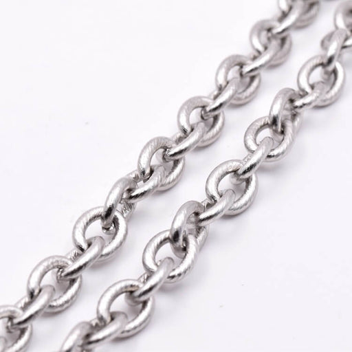 Achat Chaine en Acier Inoxydable Striée Maille Ovale 10x8mm (50cm)