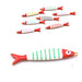 Pendentif poisson en acier doré avec rayures en émail vert 40x8 mm (1)