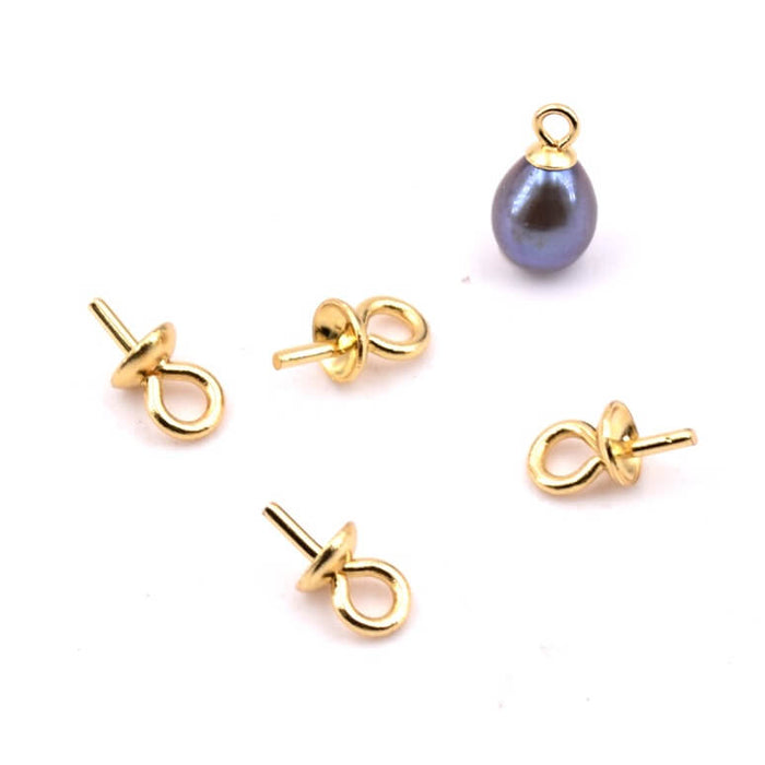 Mini piton à vis en acier doré pour perles demi-percées 6x3x0,7 mm (4)