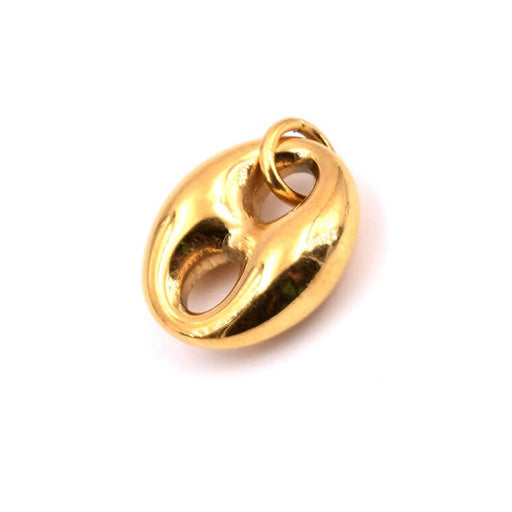 Pendentif breloque grain de café acier inoxydable doré 15x13mm avec anneau (1)