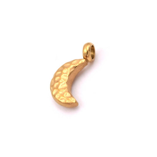 Mini Charm Breloque Croissant de Lune acier doré 8x4mm (1)