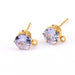 Clou d'oreille en laiton doré serti zircon lilas - Trou: 1mm (2)