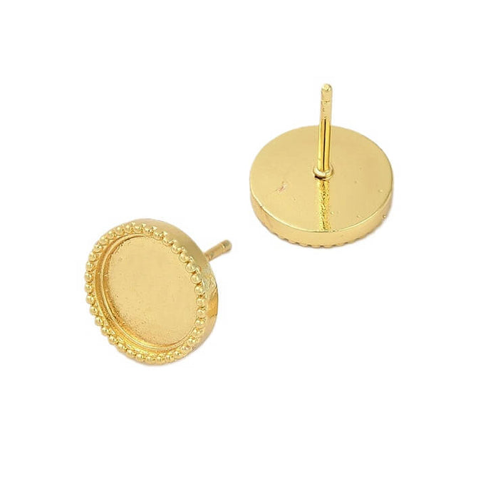 Clou d'oreille laiton doré pour cabochon 10mm (1 paire)