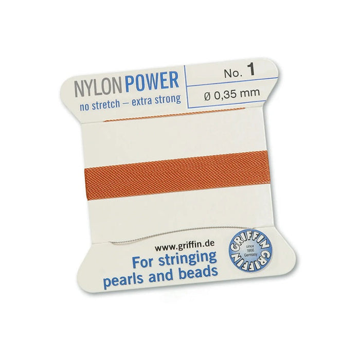 Fil de nylon rouge cornaline NYLONPOWER 0.35mm par 2m avec aiguille (1)