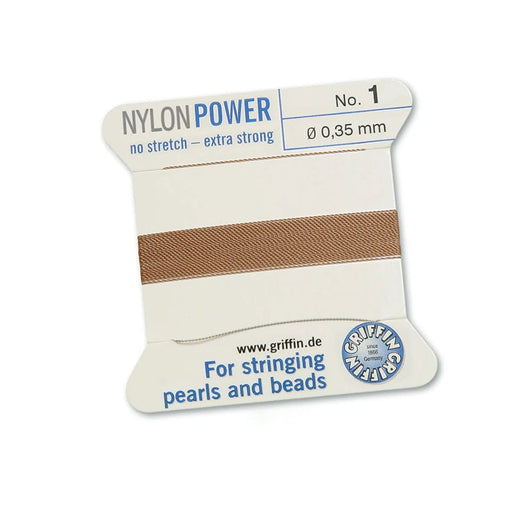 Kaufen Sie Perlen in der Schweiz Beiges Nylongarn NYLONPOWER 0.35 mm x 2 m mit Nadel (1)