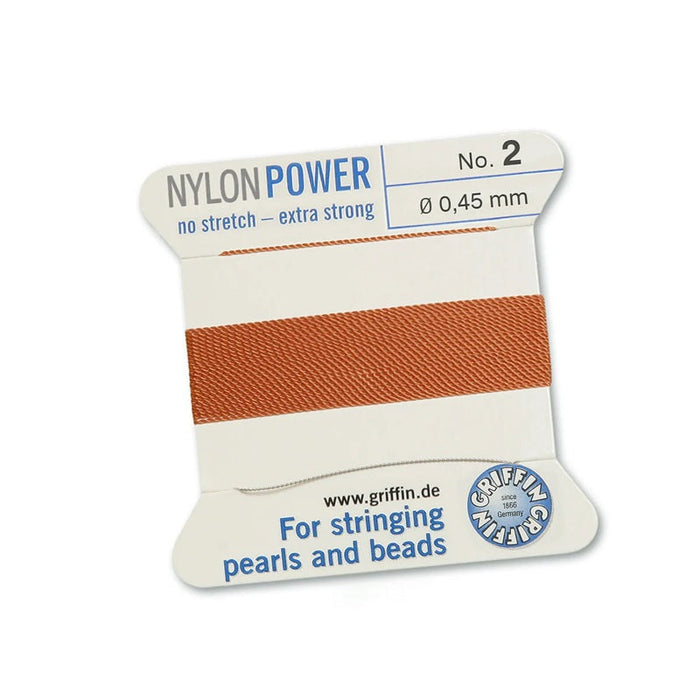 Karneolrotes Nylongarn NYLONPOWER 0,45 mm x 2 m mit Nadel (1)