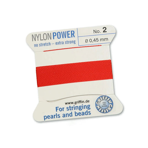 Kaufen Sie Perlen in der Schweiz Rotes Nylongarn NYLONPOWER 0.45 mm x 2 m mit Nadel (1)